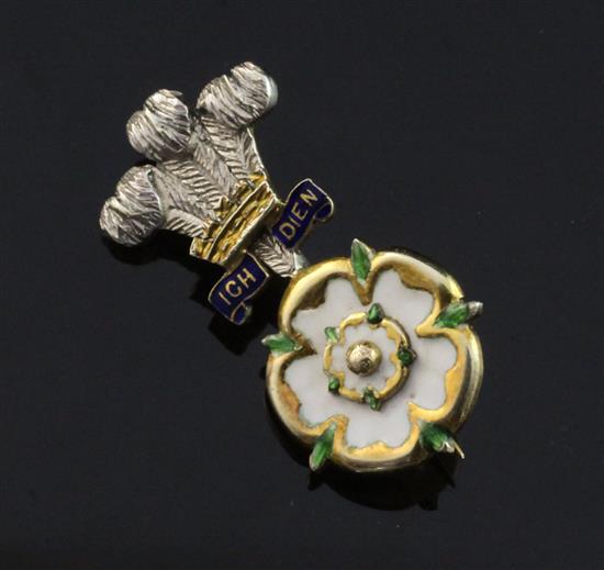 A 9ct gold and enamel military sweethearts brooch, 1.25in.